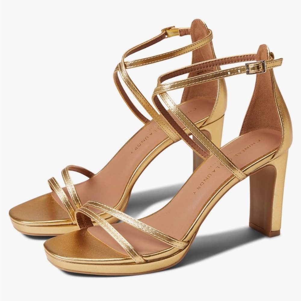 Chinese Laundry Gold Strappy Heels